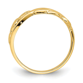 14k Polished With X Design Heart Band