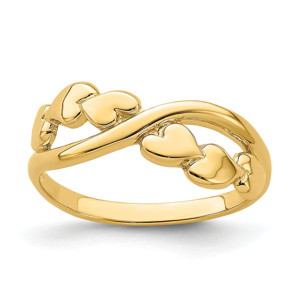 14k Polished With X Design Heart Band