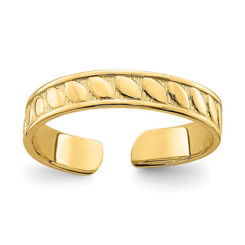 14k Adjustable Leaf Engraved Design Toe Ring