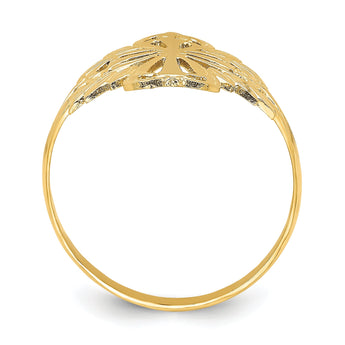 14k Polished Cut-Out Cross Ring