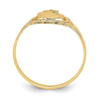 14K Polished Praying Hands and Cross Ring