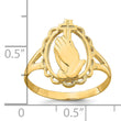 14K Polished Praying Hands and Cross Ring