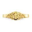 14K Cross Inside Oval WithScroll and Heart Ring