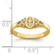 14K Cross Inside Oval WithScroll and Heart Ring