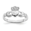 14k White Gold Polished Claddagh Ring