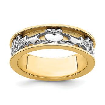 14k Two Tone Claddagh Band, Size 10 - Birthstone Company