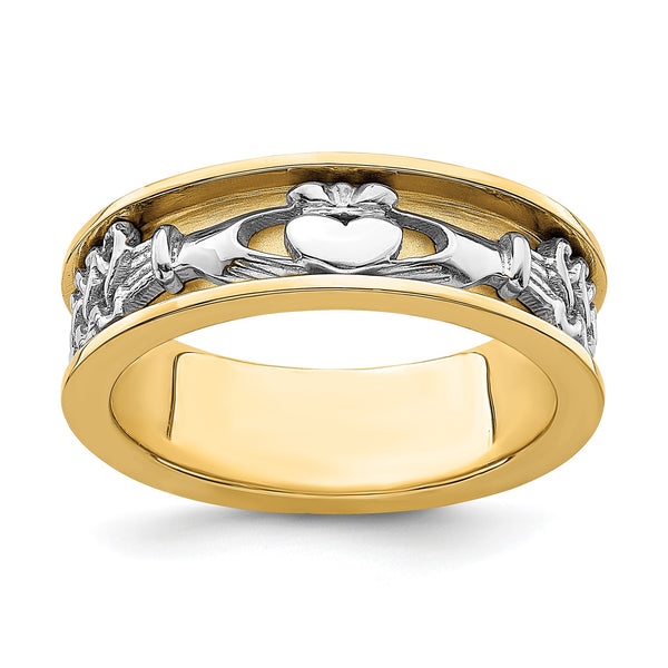 14k Two Tone Claddagh Band, Size 10 - Birthstone Company