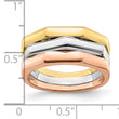 14K Tri-Color Polished Ridged Peak Band