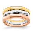 14K Tri-Color Polished Ridged Peak Band
