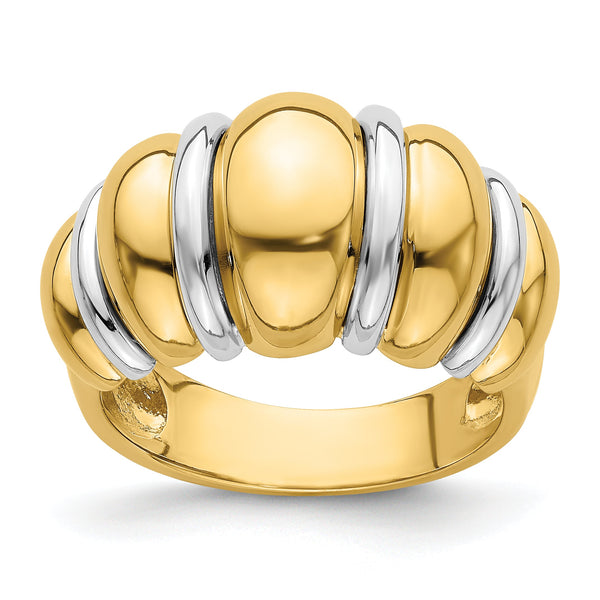 14k Two-tone Shrimp Dome Ring