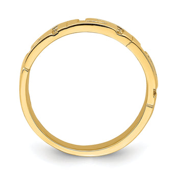 14k Greek Key Band With Tapered Shank Ring