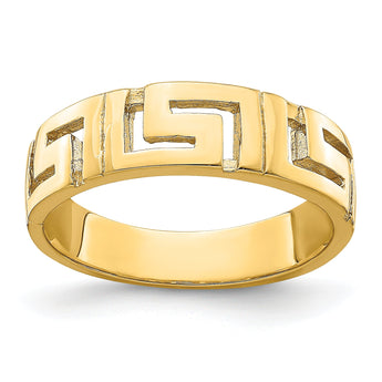 14k Greek Key Band With Tapered Shank Ring