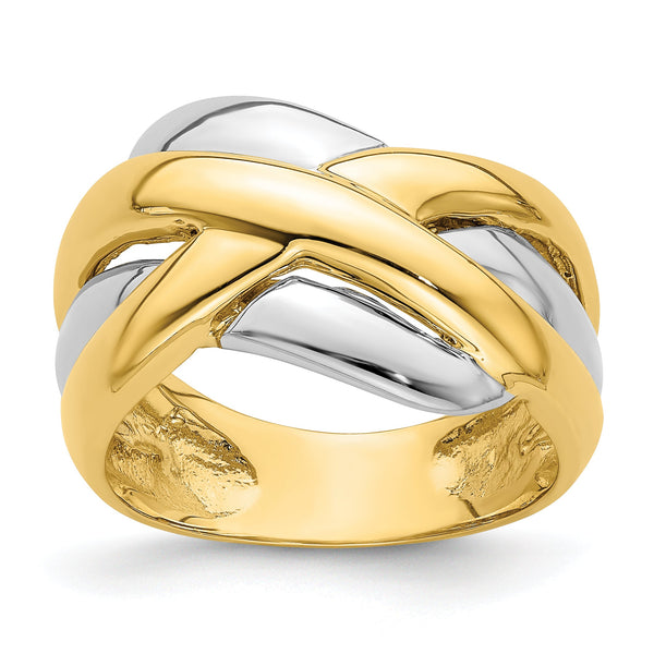14k Two-tone Cross-Cross Design Ring