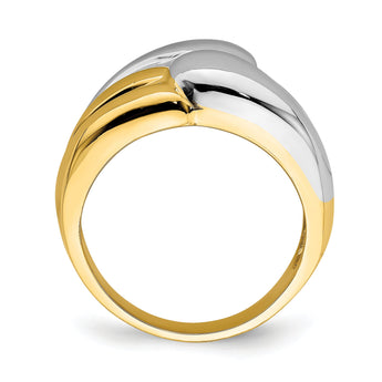 14k Two-Tone Polished Zigzag Design Ring