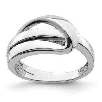 14K White Gold Polished With Folded Design Band