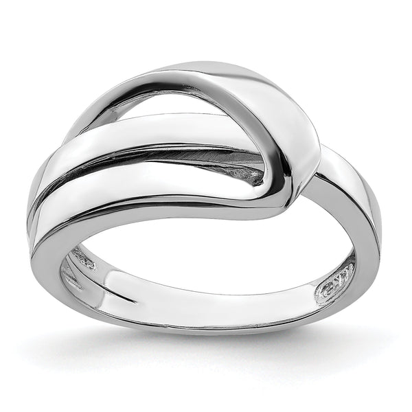 14K White Gold Polished With Folded Design Band