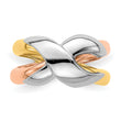 14K Tri-Color Polished Criss-Cross Fancy Band