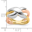 14K Tri-Color Polished Criss-Cross Fancy Band