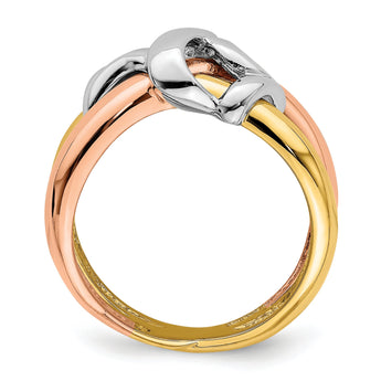 14k Tri-Color Polished Woven Band