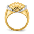 14k Two-tone Oval Shrimp Fan Design Ring