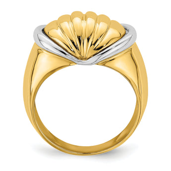 14k Two-tone Oval Shrimp Fan Design Ring