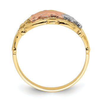 14k Two-Tone With White RH Two Elephants Ring