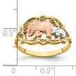 14k Two-Tone With White RH Two Elephants Ring