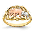 14k Two-Tone With White RH Two Elephants Ring