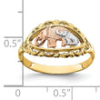 14k Two-tone WithWhite Rhodium Two Elephants Ring