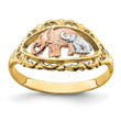 14k Two-tone WithWhite Rhodium Two Elephants Ring