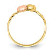 14k Two-Tone Two Hearts Ridged Band