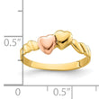 14k Two-Tone Two Hearts Ridged Band