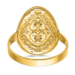 14k WithRhodium Oval Shield and Hearts Ring