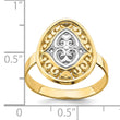 14k WithRhodium Oval Shield and Hearts Ring