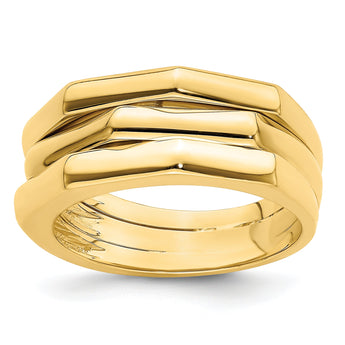 14k Polished Three Ridged Dome Ring