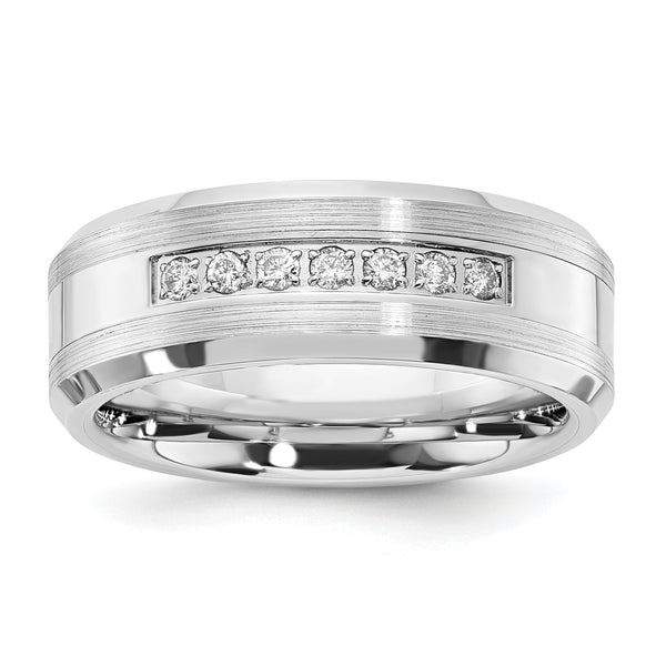 Men's Brushed and Polished Diamond Cobalt Wedding Band 8mm