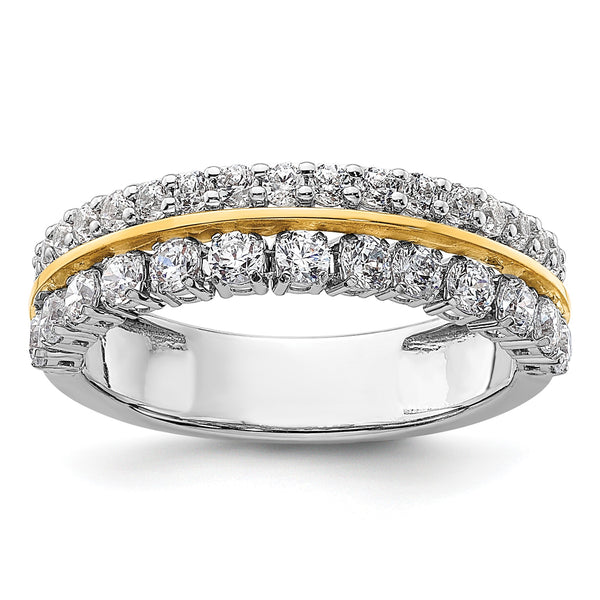 14k Two-tone 7/8 carat Lab Grown Diamond VS/SI+ G+ Complete Double Row Fashion Band, Size 7 - Birthstone Company