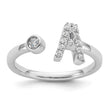 14k White Gold 1/6 carat Lab Grown Diamond VS/SI+ G+ Initial A Adjustable Ring - Birthstone Company