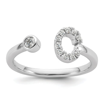 14k White Gold 1/5 carat Lab Grown Diamond VS/SI+ G+ Initial C Adjustable Ring - Birthstone Company