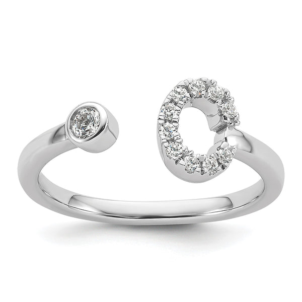 14k White Gold 1/5 carat Lab Grown Diamond VS/SI+ G+ Initial C Adjustable Ring - Birthstone Company