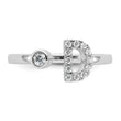 14k White Gold 1/5 carat Lab Grown Diamond VS/SI+ G+ Initial D Adjustable Ring - Birthstone Company