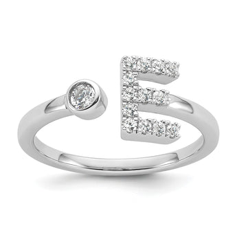 14k White Gold 1/5 carat Lab Grown Diamond VS/SI+ G+ Initial E Adjustable Ring - Birthstone Company