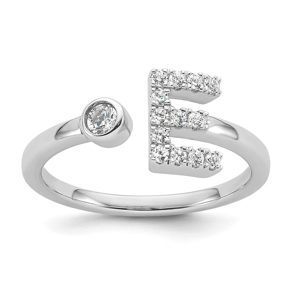 14k White Gold 1/5 carat Lab Grown Diamond VS/SI+ G+ Initial E Adjustable Ring - Birthstone Company