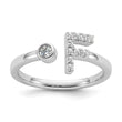14k White Gold 1/6 carat Lab Grown Diamond VS/SI+ G+ Initial F Adjustable Ring - Birthstone Company