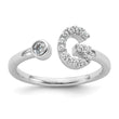 14k White Gold 1/5 carat Lab Grown Diamond VS/SI+ G+ Initial G Adjustable Ring - Birthstone Company