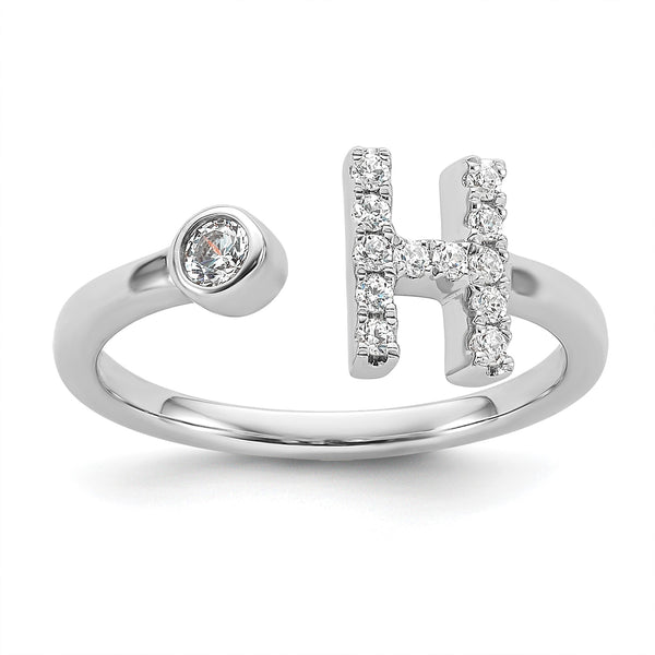 14k White Gold 1/5 carat Lab Grown Diamond VS/SI+ G+ Initial H Adjustable Ring - Birthstone Company