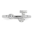 14k White Gold 1/6 carat Lab Grown Diamond VS/SI+ G+ Initial J Adjustable Ring - Birthstone Company