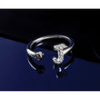 14k White Gold 1/6 carat Lab Grown Diamond VS/SI+ G+ Initial J Adjustable Ring - Birthstone Company