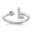 14k White Gold 1/8 carat Lab Grown Diamond VS/SI+ G+ Initial L Adjustable Ring - Birthstone Company