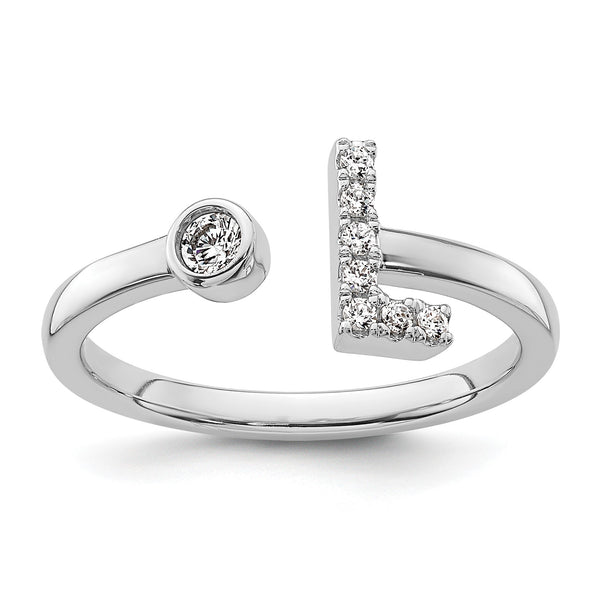 14k White Gold 1/8 carat Lab Grown Diamond VS/SI+ G+ Initial L Adjustable Ring - Birthstone Company